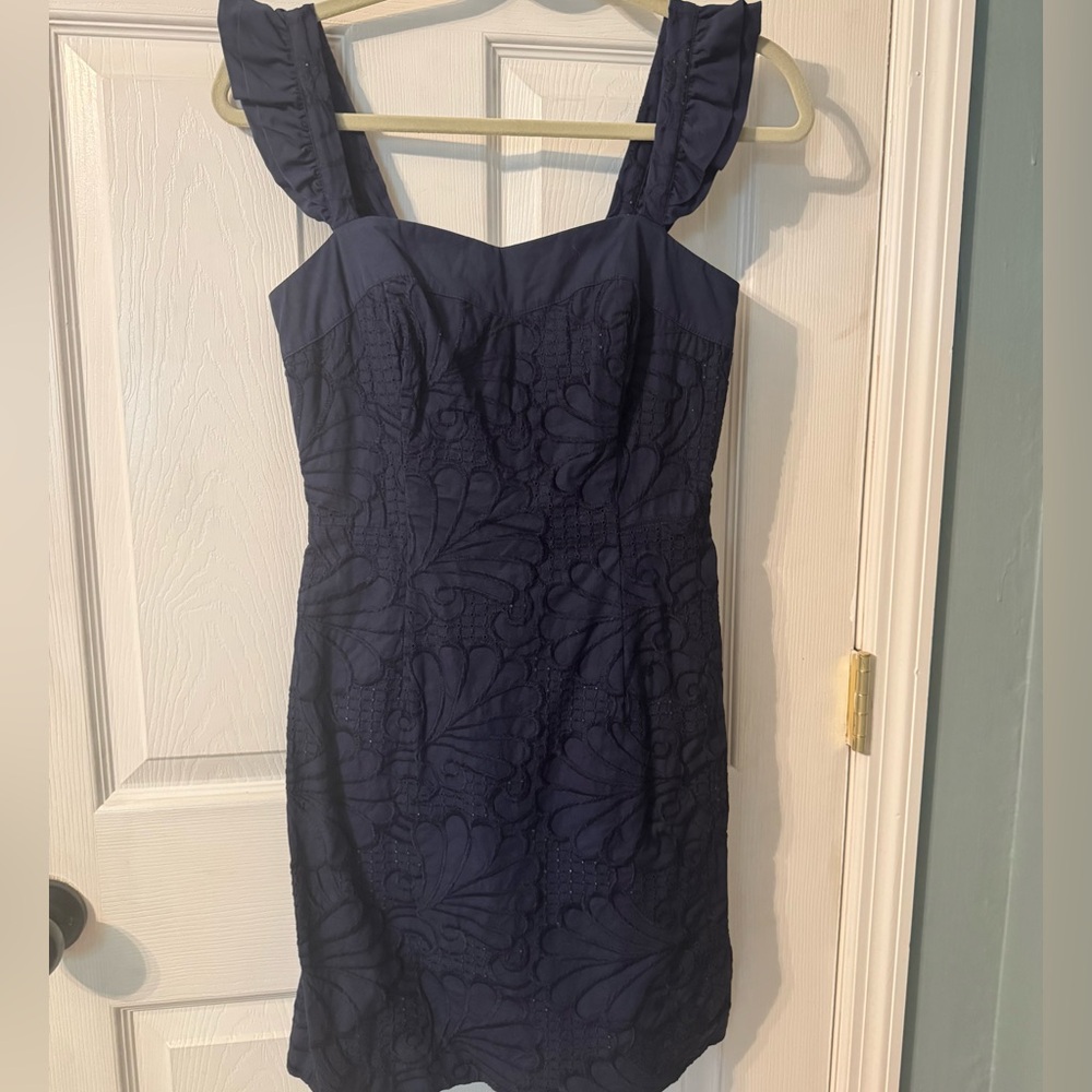 Lilly Pulitzer Navy Embroidered Mini Dress